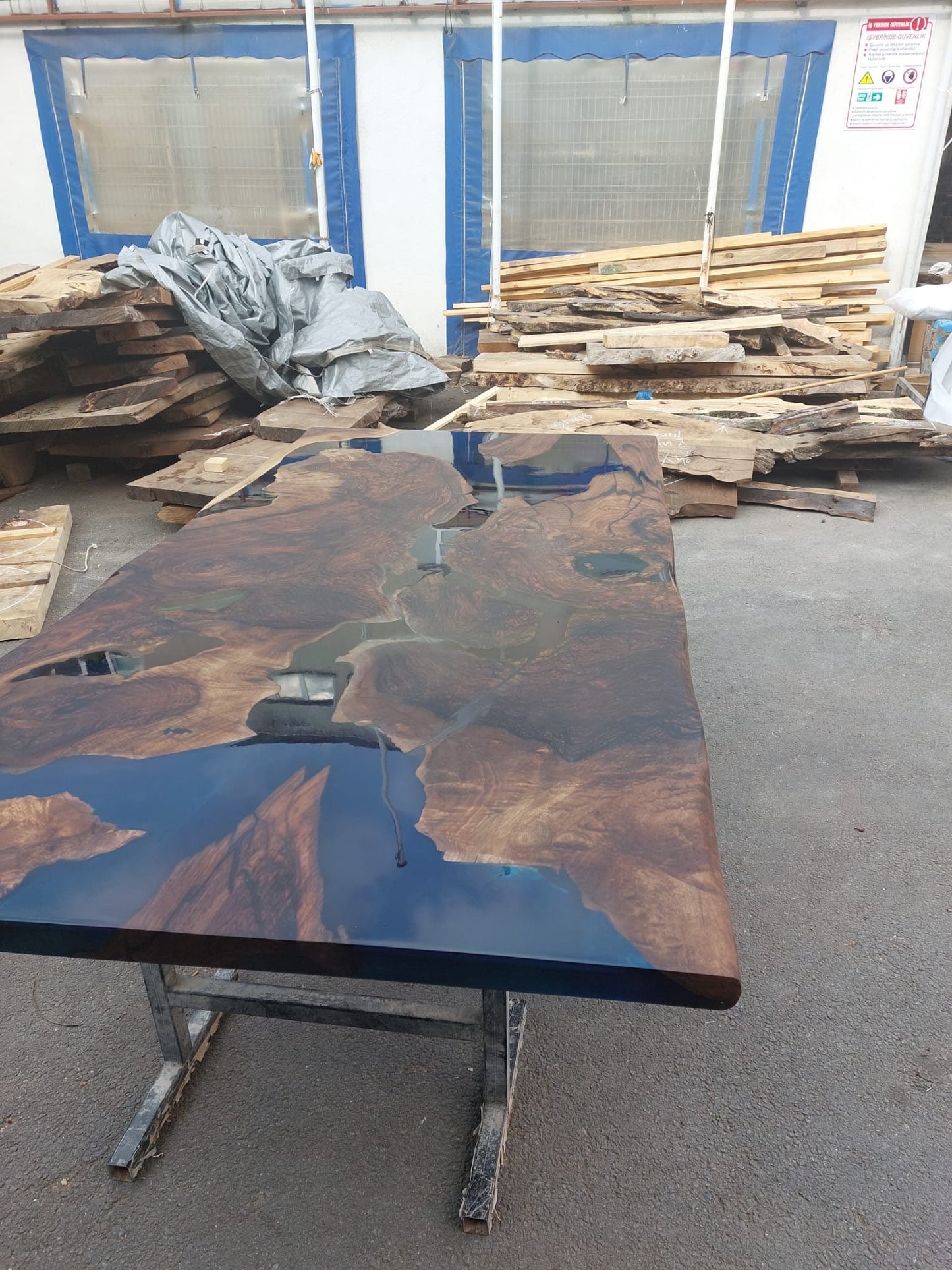 Epoxy Resin River Table, Walnut Epoxy Table, River Table, Handmade Epoxy Table, Custom 84” x 40” Blue Table, Epoxy Resin Table,  for Heather