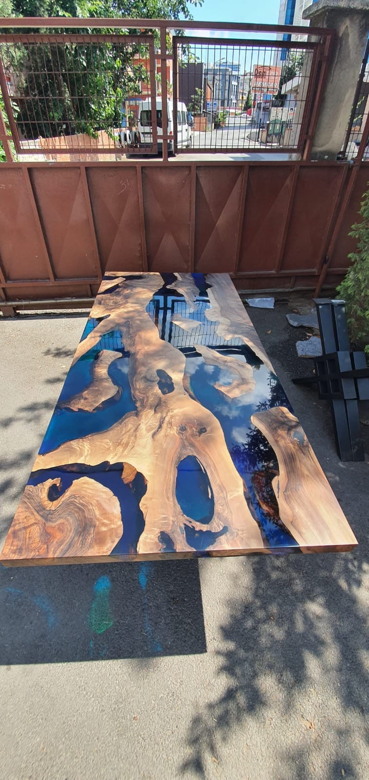 Epoxy Resin Table, Live Edge Table, Custom 80” x 46” Walnut Blue, Turquoise, Green Epoxy Table, Epoxy Dining Table, Custom Order for Yuan