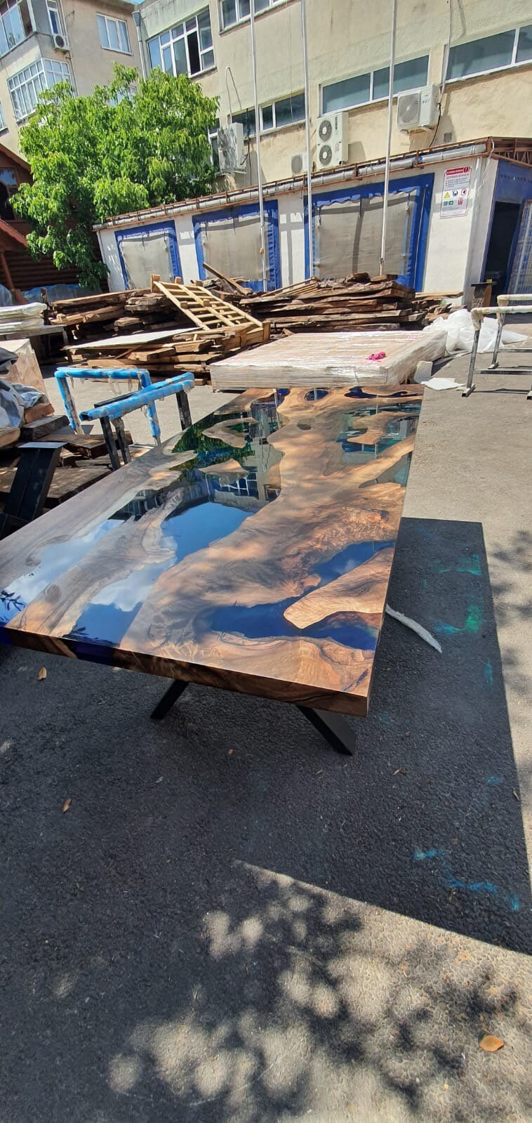 Epoxy Resin Table, Live Edge Table, Custom 80” x 46” Walnut Blue, Turquoise, Green Epoxy Table, Epoxy Dining Table, Custom Order for Yuan