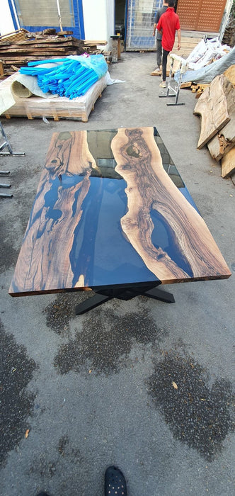 Epoxy Resin Table, Epoxy Dining Table, Walnut Epoxy River Table, Custom 72” x 42” Walnut Smokey Gray Table, Epoxy Table Order for Spencer M