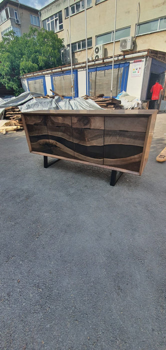 Custom Credenza, 72” x 18” x 36” Wood Epoxy Resin Credenza, Walnut Epoxy, Epoxy Accent Cabinet, Epoxy Credenza for Monterrey2