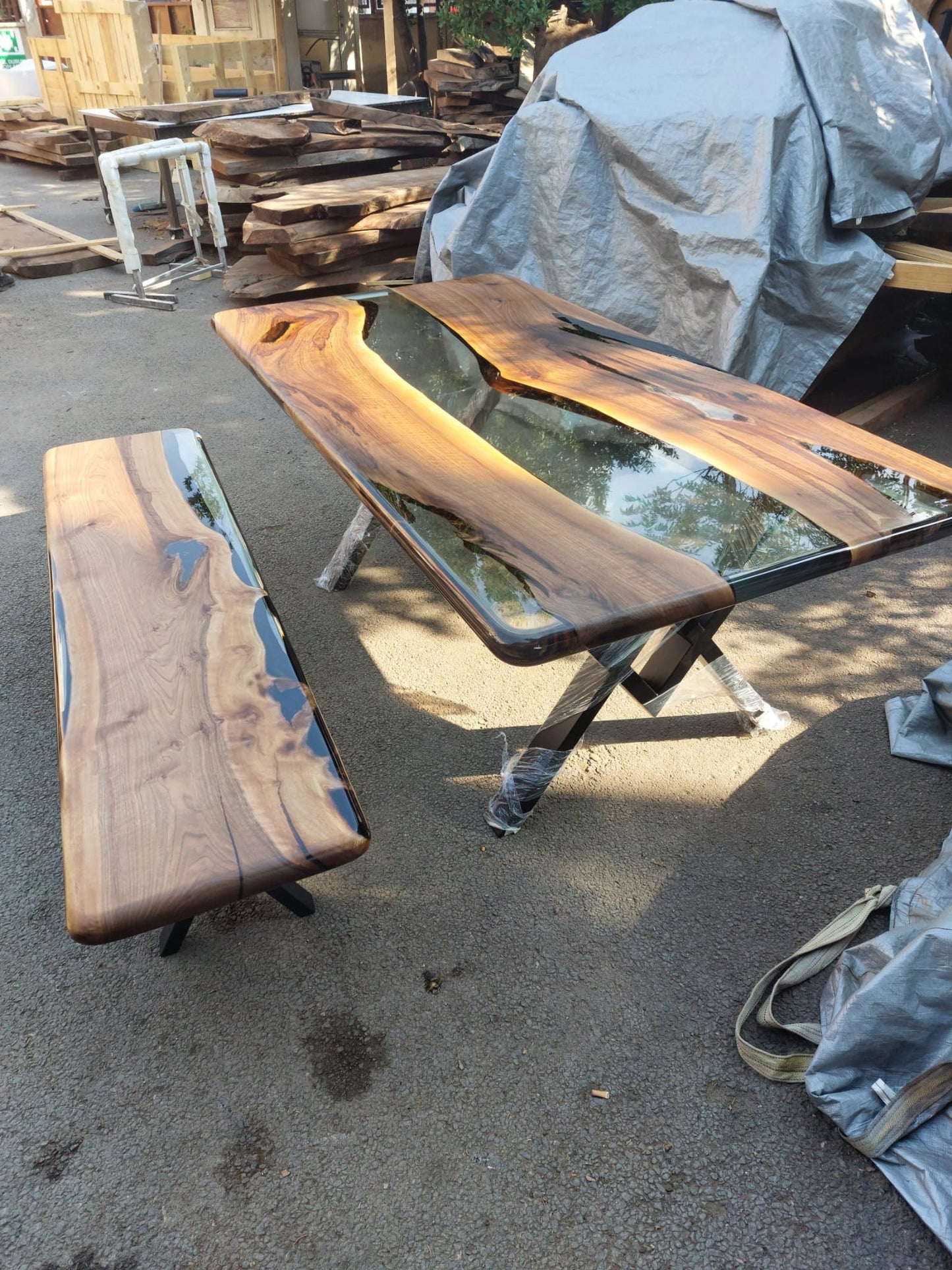 Made to Order Table, Custom 78” x 40” Walnut Table, Clear Epoxy Table, Live Edge Table, River Table, Custom Order for Angela M