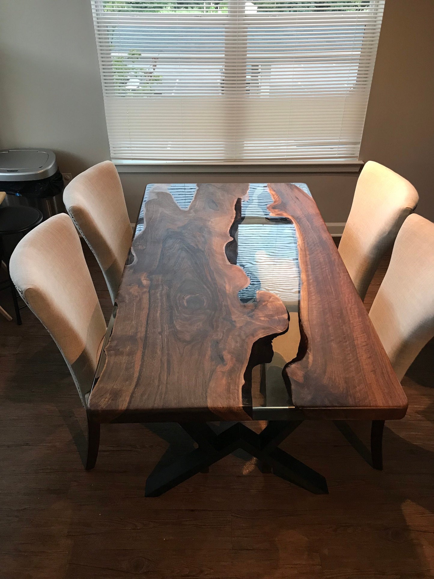 Live Edge Table, Epoxy Table, Epoxy Dining Table, Walnut Epoxy River Table, Custom 65” x 36”  Smokey Gray River Table, Order for Yema