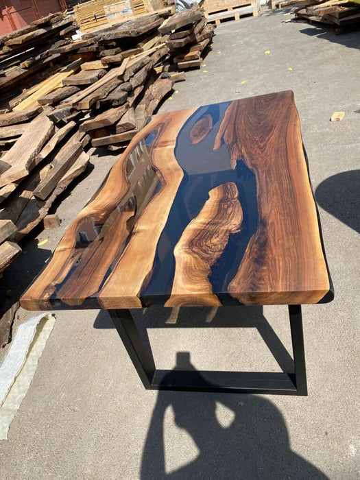 Live Edge Table, Clear Epoxy Table, Custom 65” x 36” Walnut Smokey Gray Table, Epoxy River Table, Wooden Table, Custom  Order for Michelle N