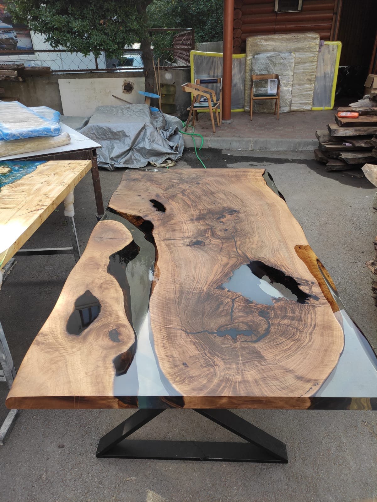 River Table, Epoxy Resin Table, Walnut Dining Table, Custom 84” x 42” Walnut Table, Clear Epoxy Table, River Table, Order for Jonathan F