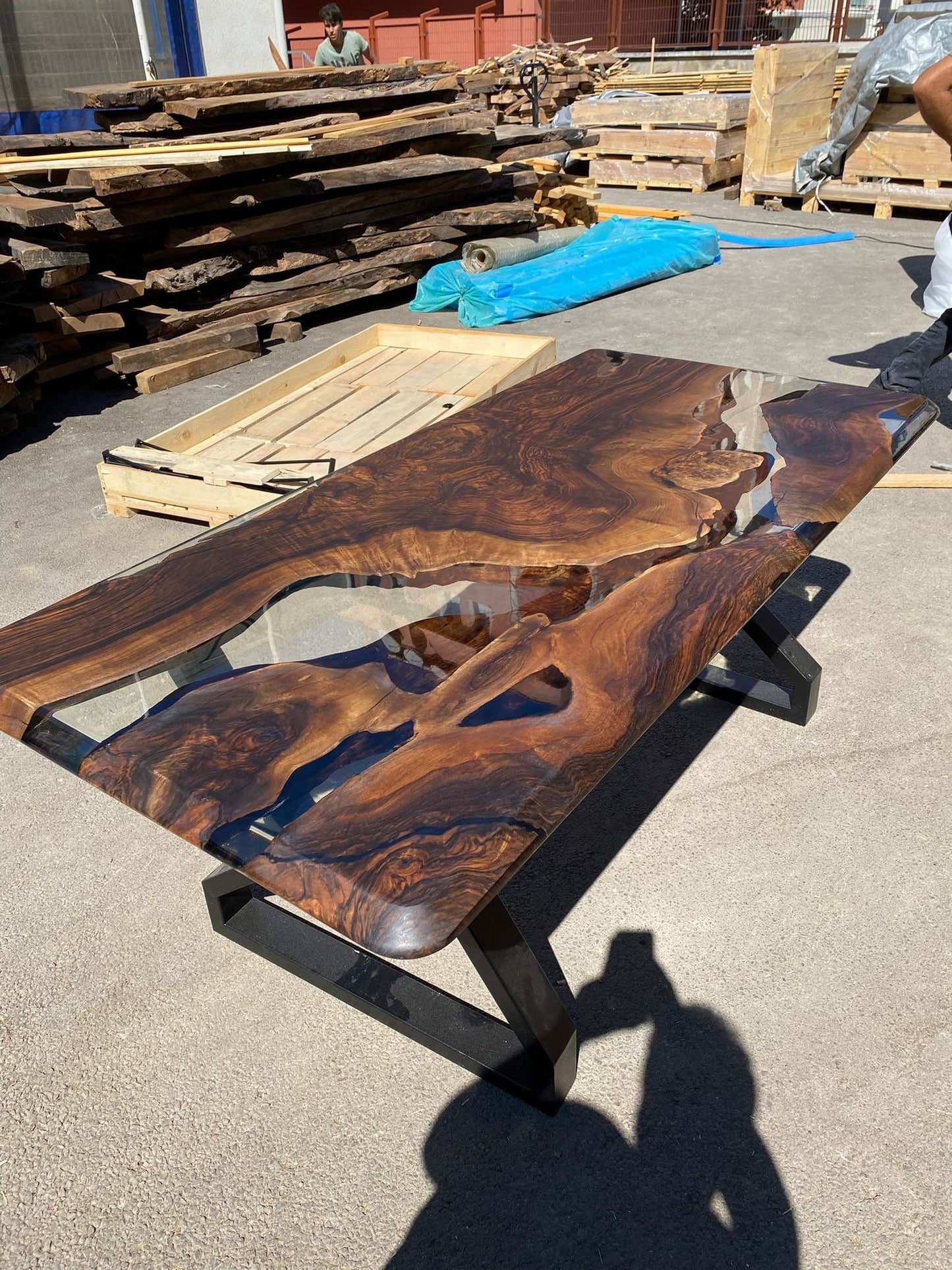 Handmade Epoxy Table, Walnut Dining Table, Live Edge Table, Epoxy Resin Table, Custom 72” x 36” Walnut Table, River Table, Order for Sylvia