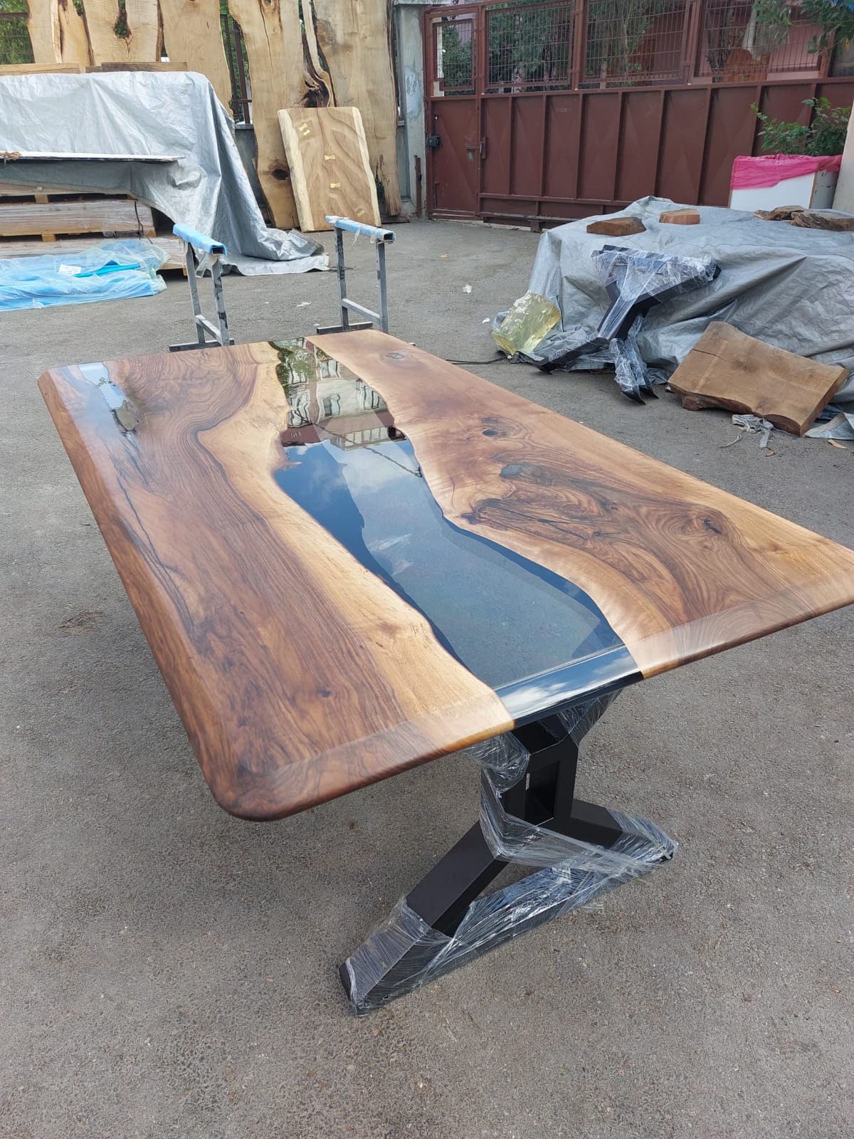 Live Edge Table, Custom 72” x 40” Walnut Smokey Gray Table, Epoxy Table, Epoxy Resin Table, Wooden Table, Custom Order for Madeline