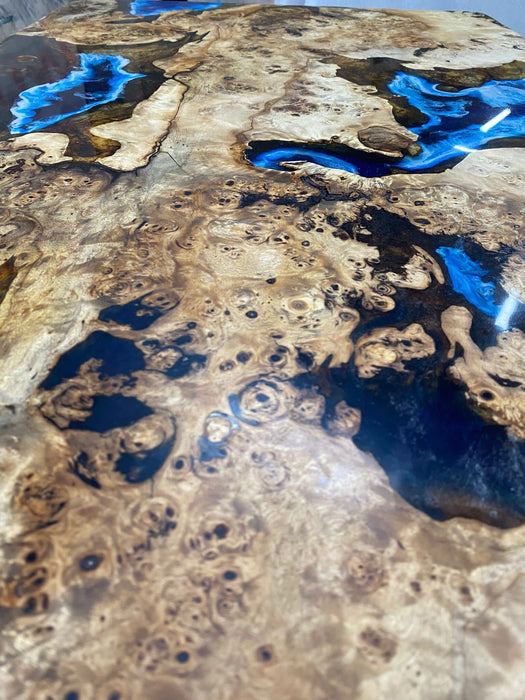 Poplar Epoxy Table, Poplar Table, Handmade Epoxy Table, Custom 36” x 24” Poplar Wood Table, Ocean Blue Epoxy River Table, Order for Fred