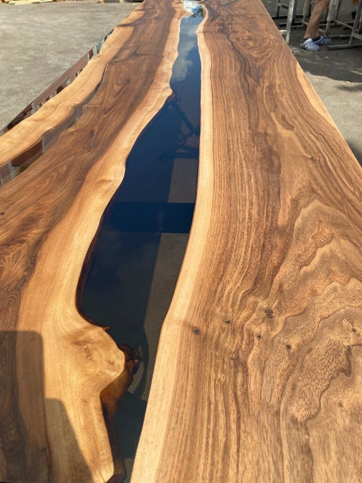 Custom Epoxy Resin Table, 96” x 25” Walnut Black Table, Epoxy Table, Unique Resin Epoxy Table, Live Edge Table, Custom Order for Marcia G