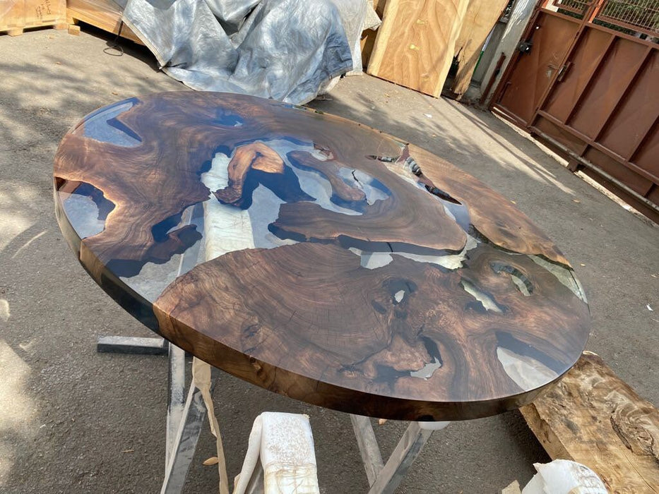 Walnut Round Table. Epoxy Dining Table, Epoxy Resin Table, Custom 48” Diameter Round Table, Clear Epoxy Dining Table, Order for Rhiannon