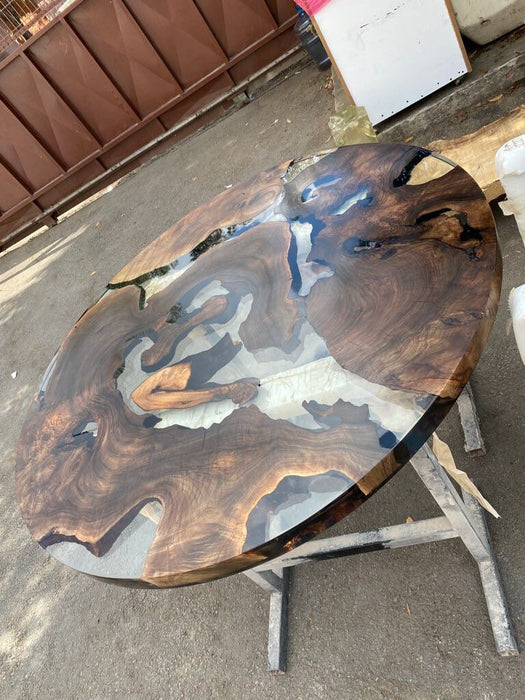 Walnut Round Table. Epoxy Dining Table, Epoxy Resin Table, Custom 48” Diameter Round Table, Clear Epoxy Dining Table, Order for Rhiannon