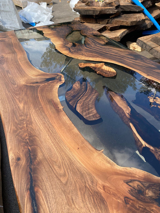 Epoxy Resin Table, Live Edge Table, Custom 84” x 42” Walnut Wood Smokey Gray Table, Epoxy Table, Handmade Epoxy Table, Order for Schaun2