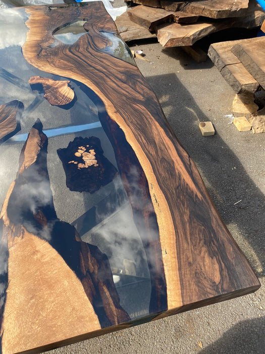 Epoxy Resin Table, Live Edge Table, Custom 84” x 42” Walnut Wood Smokey Gray Table, Epoxy Table, Handmade Epoxy Table, Order for Schaun2