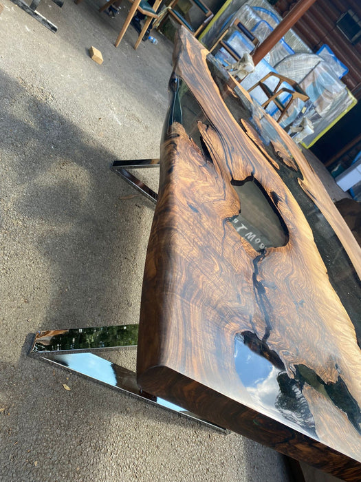 Epoxy Resin Table, Live Edge Table, Custom 84” x 42” Walnut Wood Smokey Gray Table, Epoxy Table, Handmade Epoxy Table, Order for Schaun2