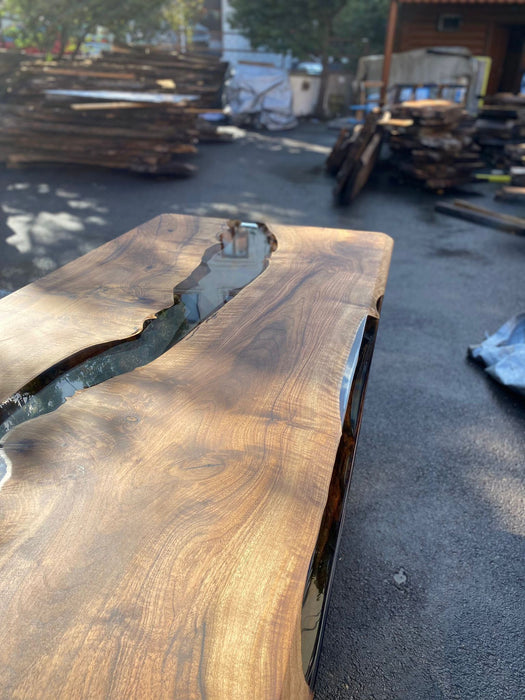 Walnut Dining Table, Custom 96” x 40” Walnut Table, Clear Epoxy Table, River Dining Table, Live Edge Table, Custom Order for Lauren S