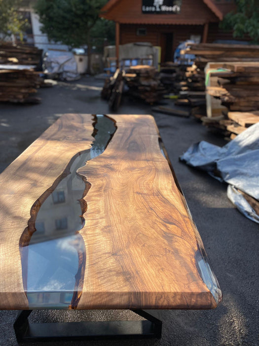 Walnut Dining Table, Custom 96” x 40” Walnut Table, Clear Epoxy Table, River Dining Table, Live Edge Table, Custom Order for Lauren S