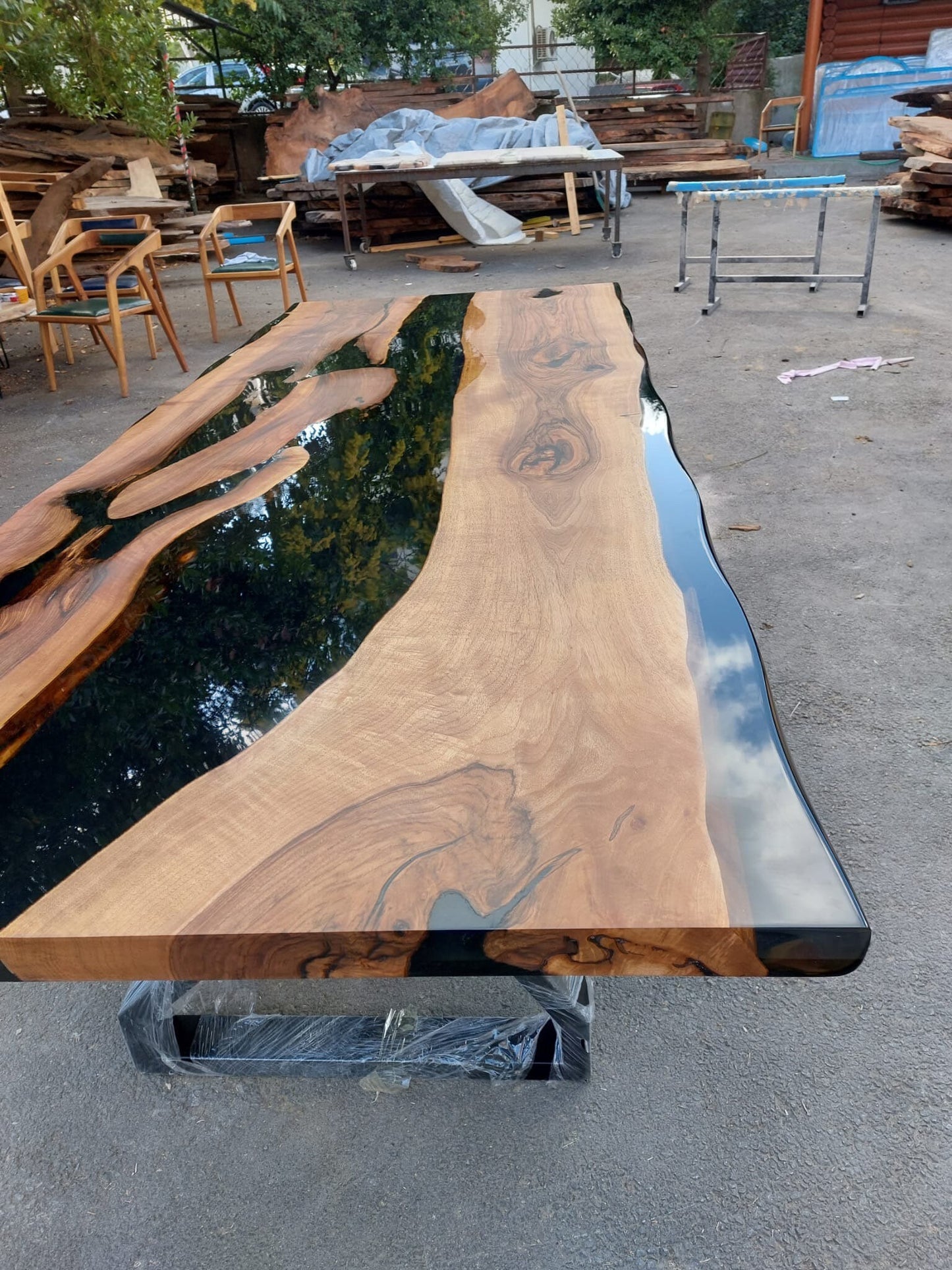 Walnut Dining Table, Custom 108” x 42” Black Epoxy Table, Epoxy Dining Table, Unique Epoxy Table, Custom Order for Gary