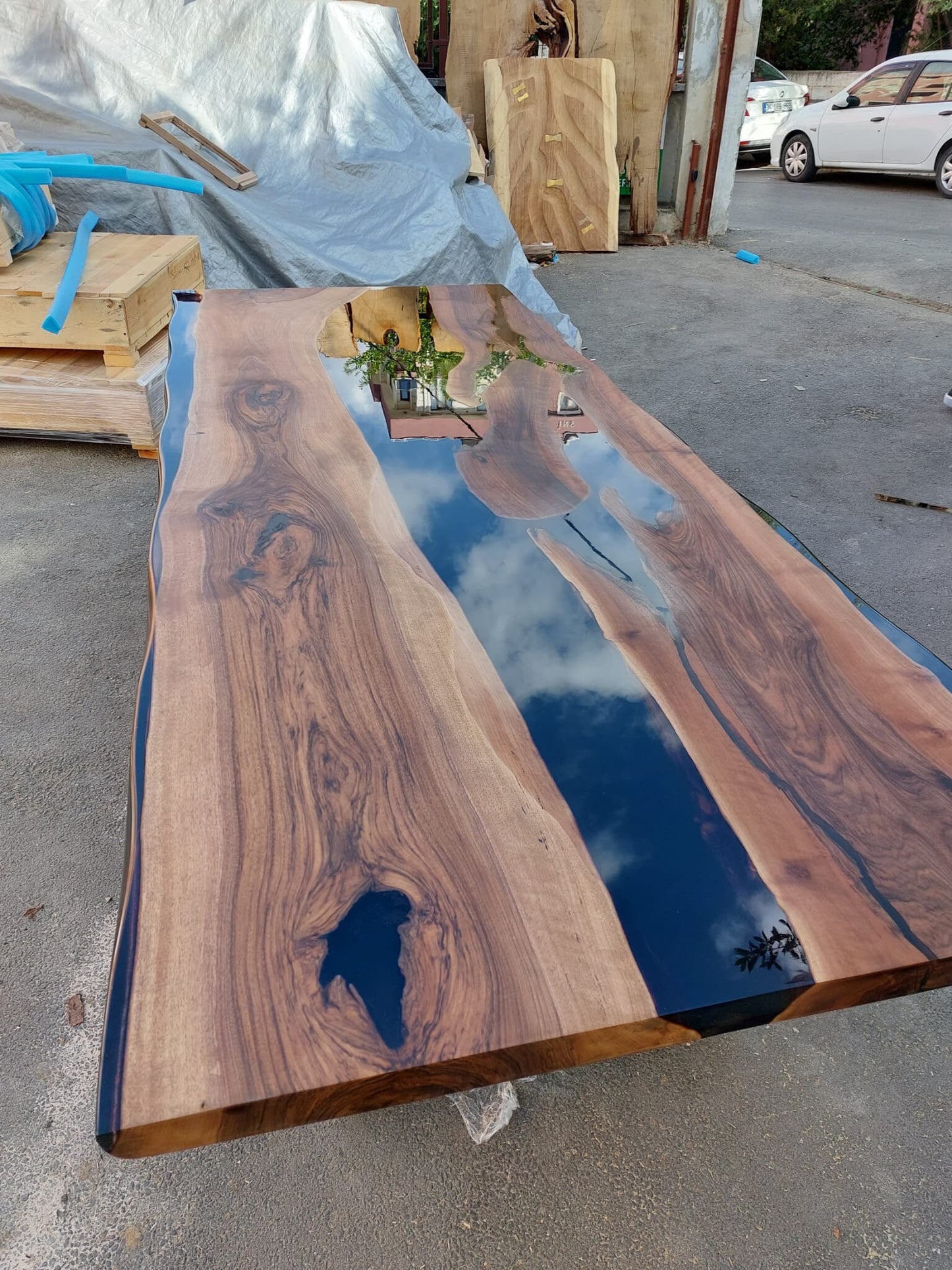 Walnut Dining Table, Custom 108” x 42” Black Epoxy Table, Epoxy Dining Table, Unique Epoxy Table, Custom Order for Gary