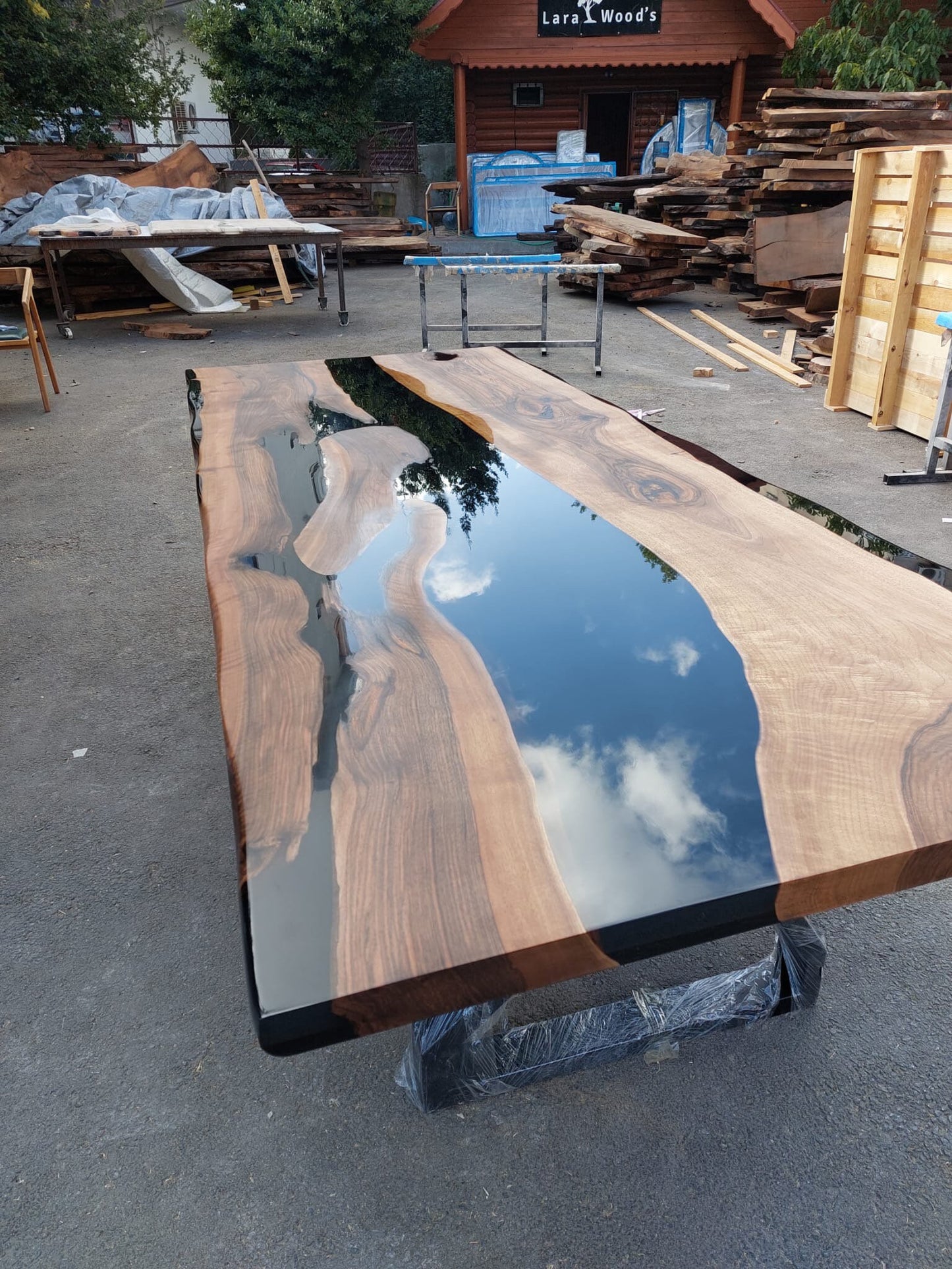 Walnut Dining Table, Custom 108” x 42” Black Epoxy Table, Epoxy Dining Table, Unique Epoxy Table, Custom Order for Gary