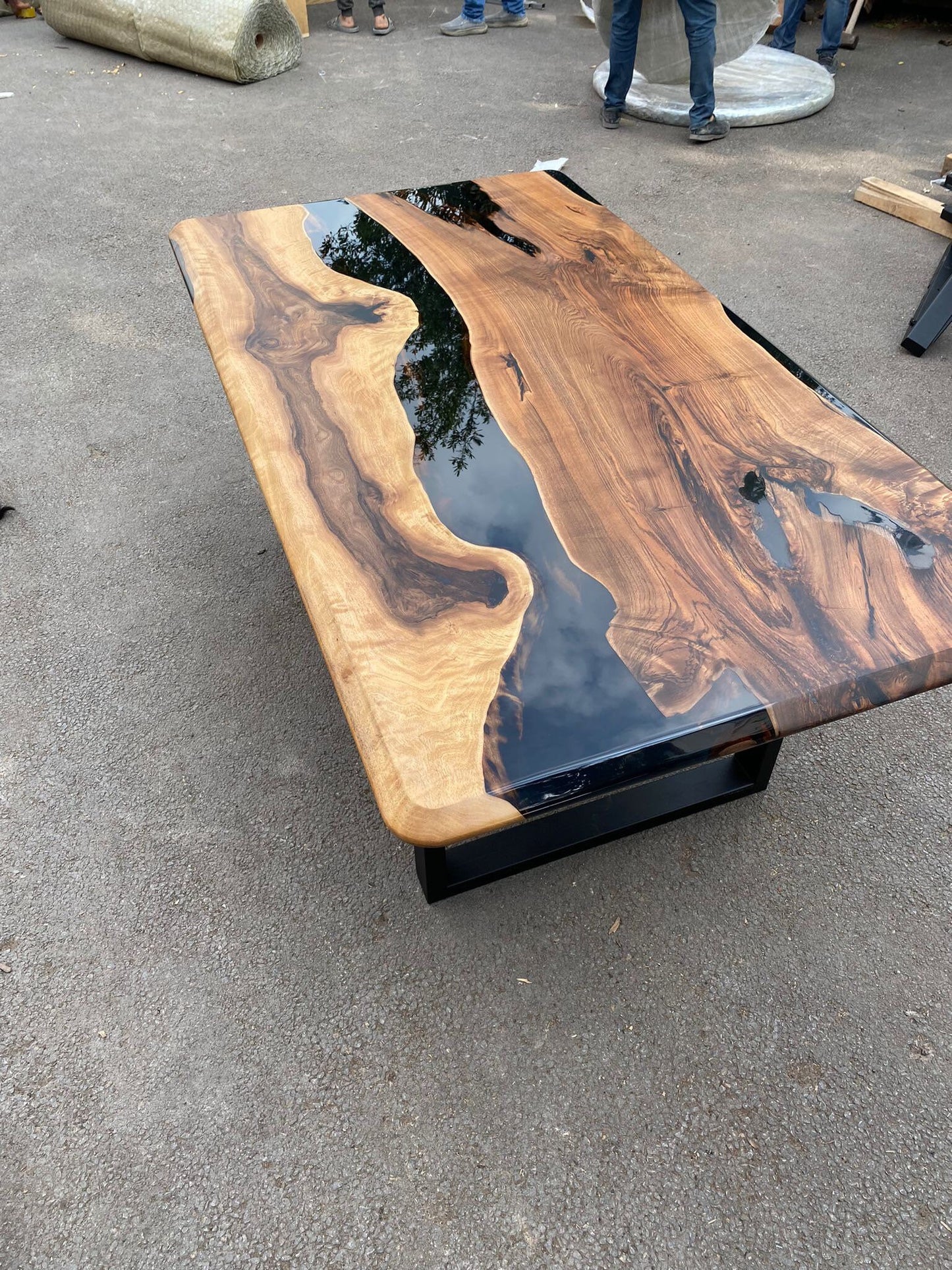 Custom Epoxy Resin Table, 72” x 40” Walnut Black Table, Epoxy Table, Unique Resin Epoxy Table, Custom Order for Becky Dd