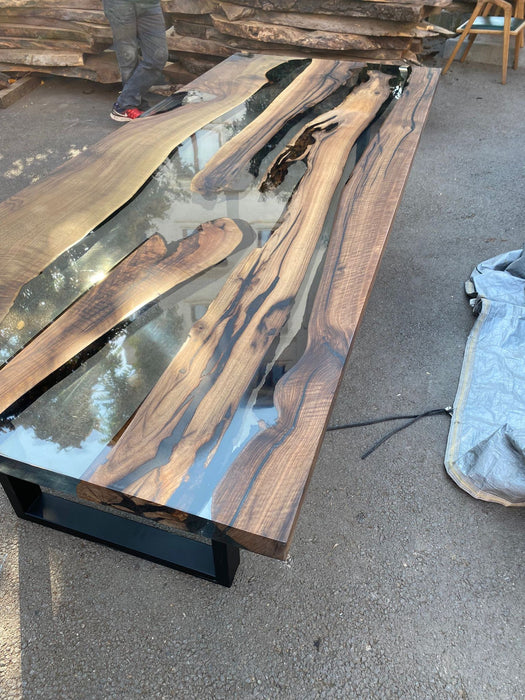 Walnut Dining Table, Custom 96” x 39.5” Walnut Wood Table, Clear Epoxy Table, River Table, Live Edge Table, Custom  Order for Beatriz