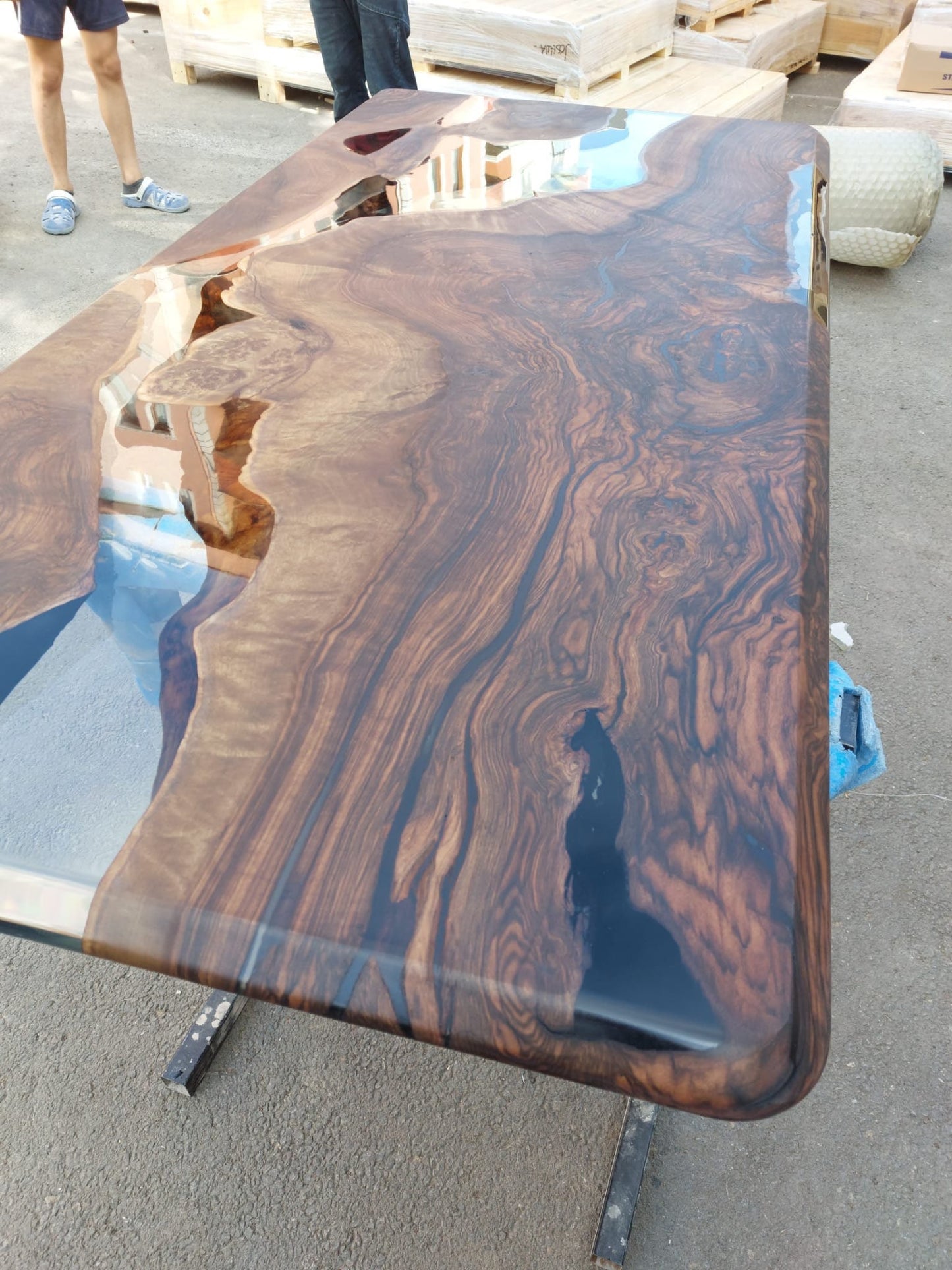 Live Edge Table, Wooden Table, Custom 72” x 36” Walnut Table, Clear Epoxy Table, River Table, Epoxy Resin Table, Custom Order for Sylvia 2