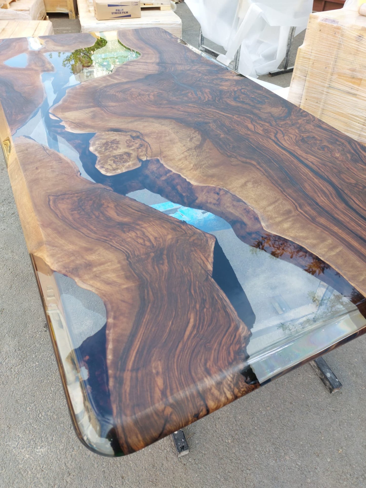 Live Edge Table, Wooden Table, Custom 72” x 36” Walnut Table, Clear Epoxy Table, River Table, Epoxy Resin Table, Custom Order for Sylvia 2