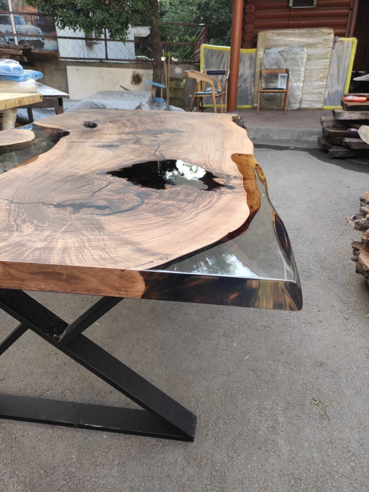 River Table, Epoxy Resin Table, Walnut Dining Table, Custom 84” x 42” Walnut Table, Clear Epoxy Table, River Table, Order for Jonathan F