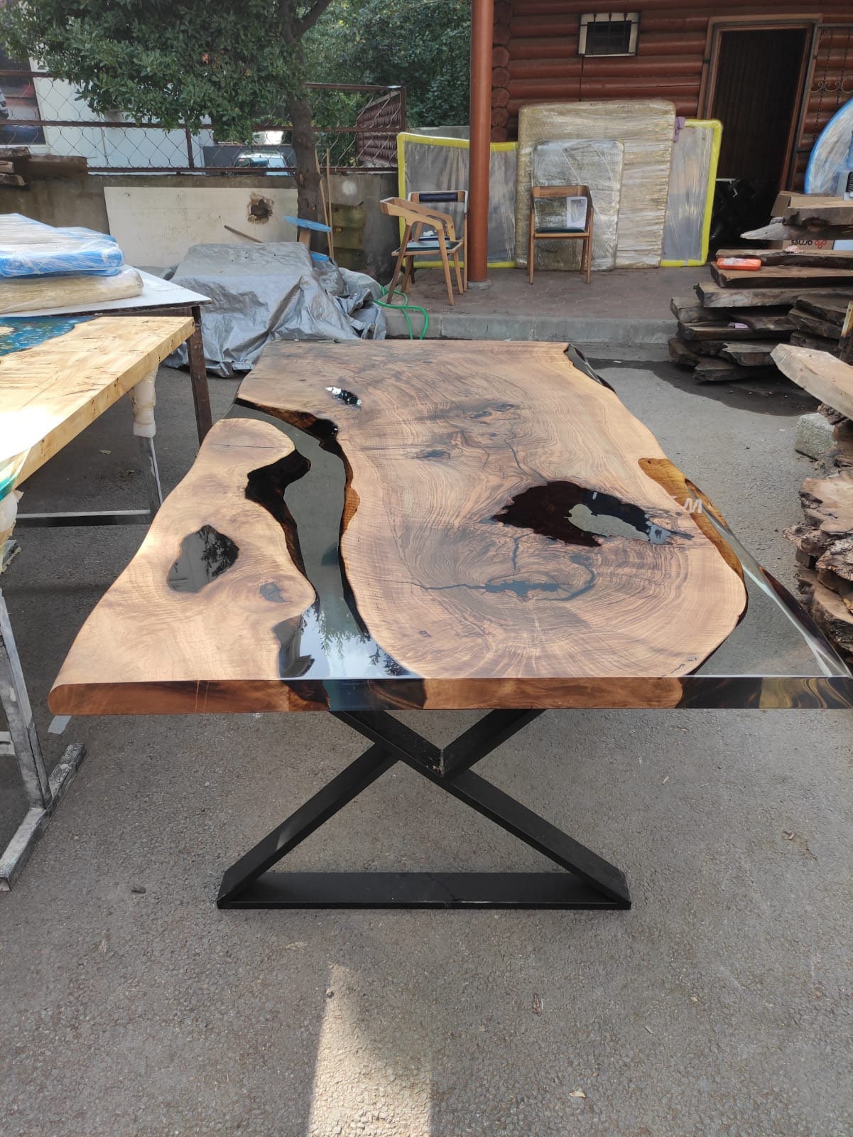 River Table, Epoxy Resin Table, Walnut Dining Table, Custom 84” x 42” Walnut Table, Clear Epoxy Table, River Table, Order for Jonathan F