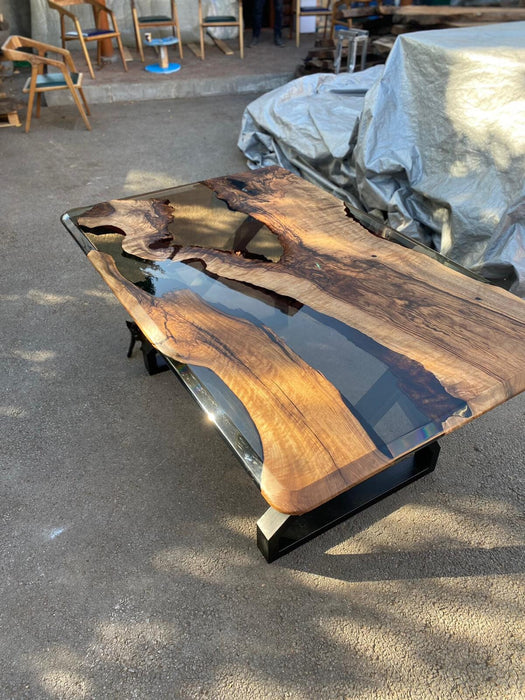 River Table, Clear Epoxy Table, Live Edge Table, Custom 66” x 42” Walnut Smokey Table, Epoxy Resin River Dining Table, Order for Joseph L