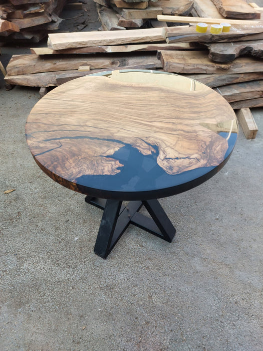 Epoxy Round Table, Epoxy Dining Table, Walnut Epoxy River Table, Custom 36” Round Walnut Wood Table, Black Epoxy Table, Order for Kelsey