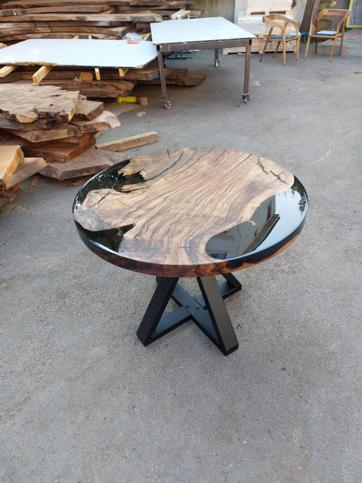 Epoxy Round Table, Epoxy Dining Table, Walnut Epoxy River Table, Custom 36” Round Walnut Wood Table, Black Epoxy Table, Order for Kelsey