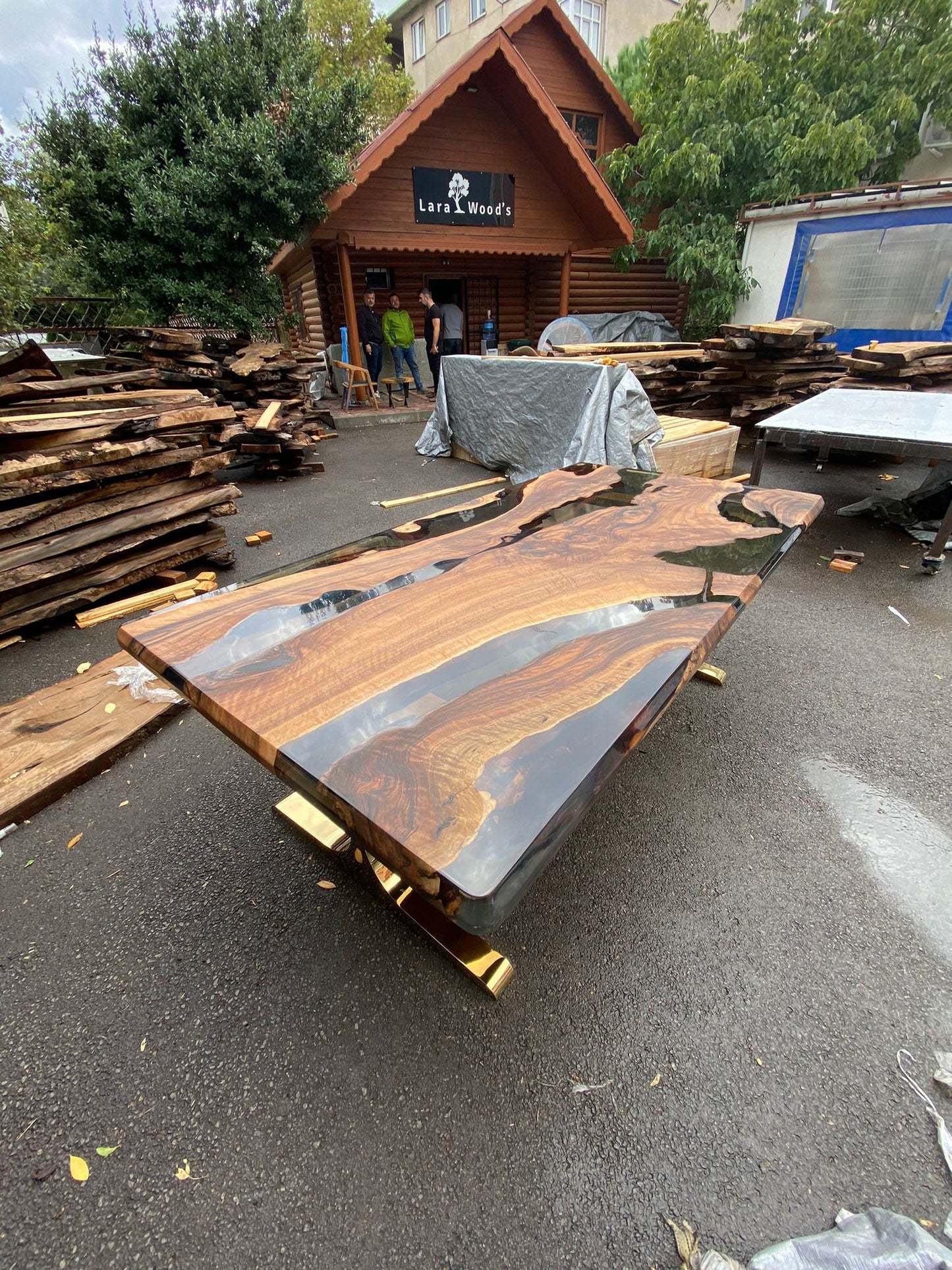 River Table, Live Edge Table, Custom 96” x 48" Walnut Smoke Gray Table, Epoxy River Table, Epoxy Resin Table, Custom Order for Diane 2