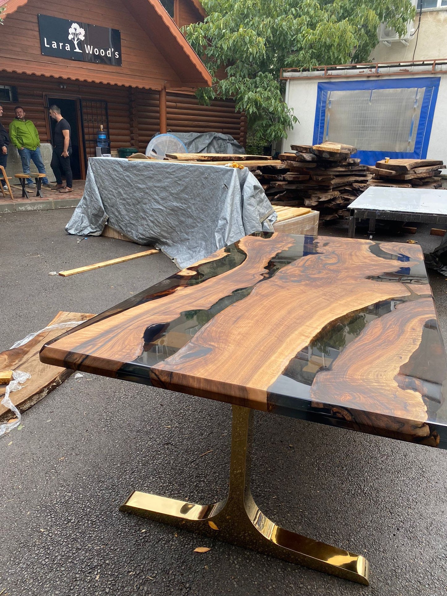 River Table, Live Edge Table, Custom 96” x 48" Walnut Smoke Gray Table, Epoxy River Table, Epoxy Resin Table, Custom Order for Diane 2