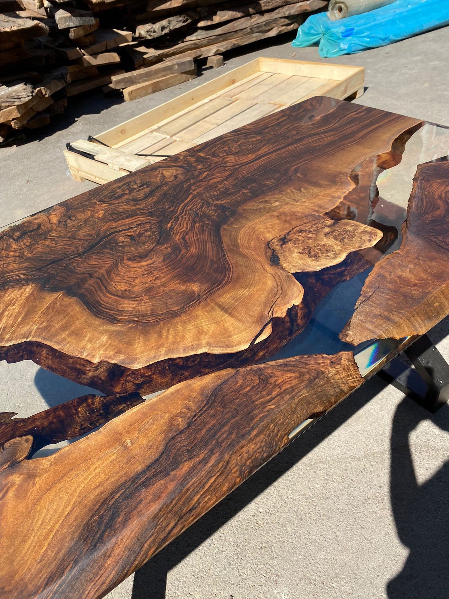 Handmade Epoxy Table, Walnut Dining Table, Live Edge Table, Epoxy Resin Table, Custom 72” x 36” Walnut Table, River Table, Order for Sylvia