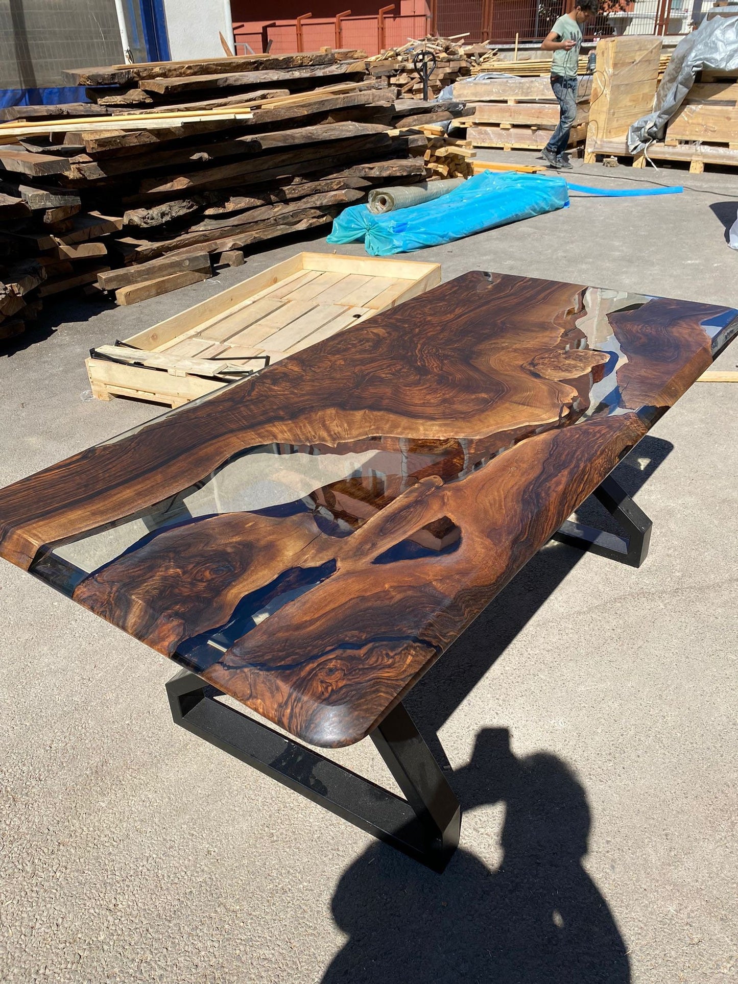 Handmade Epoxy Table, Walnut Dining Table, Live Edge Table, Epoxy Resin Table, Custom 72” x 36” Walnut Table, River Table, Order for Sylvia