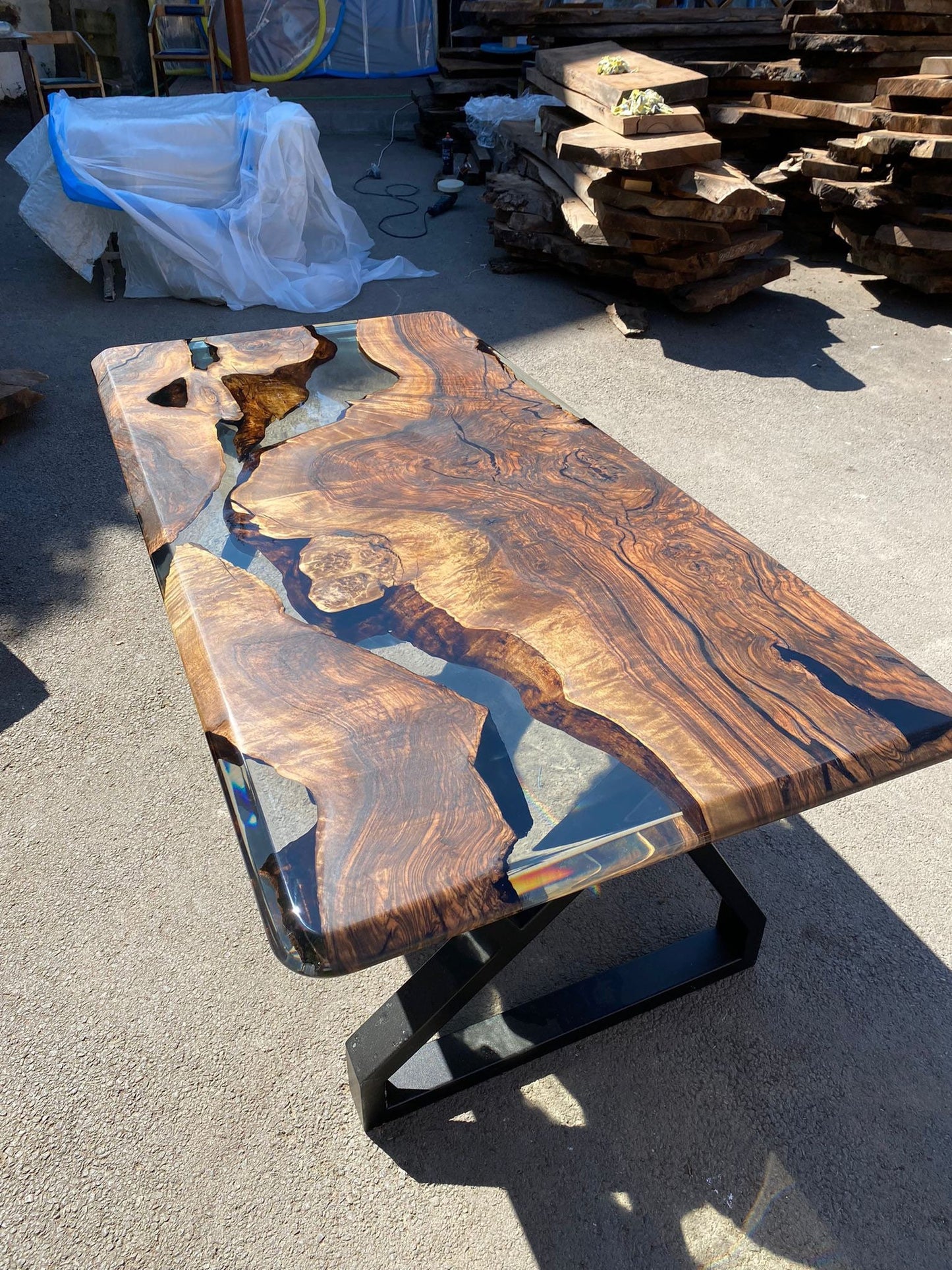 Handmade Epoxy Table, Walnut Dining Table, Live Edge Table, Epoxy Resin Table, Custom 72” x 36” Walnut Table, River Table, Order for Sylvia