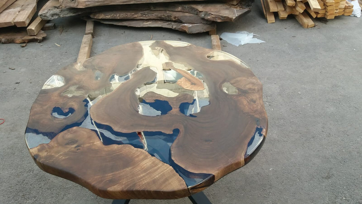 Walnut Round Table. Epoxy Dining Table, Epoxy Resin Table, Custom 48” Diameter Round Table, Clear Epoxy Dining Table, Order for Rhiannon