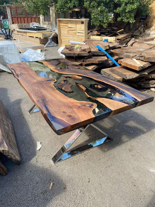 Epoxy Resin Table, Live Edge Table, Custom 84” x 42” Walnut Wood Smokey Gray Table, Epoxy Table, Handmade Epoxy Table, Order for Schaun2