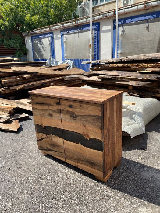 Custom 105cm x 25cm x 80cm Walnut Table, Wood Epoxy Resin Credenza, Walnut Epoxy Accent Cabinet, Epoxy Server, Epoxy Credenza for Chedburn