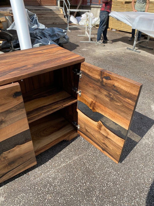 Custom 105cm x 25cm x 80cm Walnut Table, Wood Epoxy Resin Credenza, Walnut Epoxy Accent Cabinet, Epoxy Server, Epoxy Credenza for Chedburn