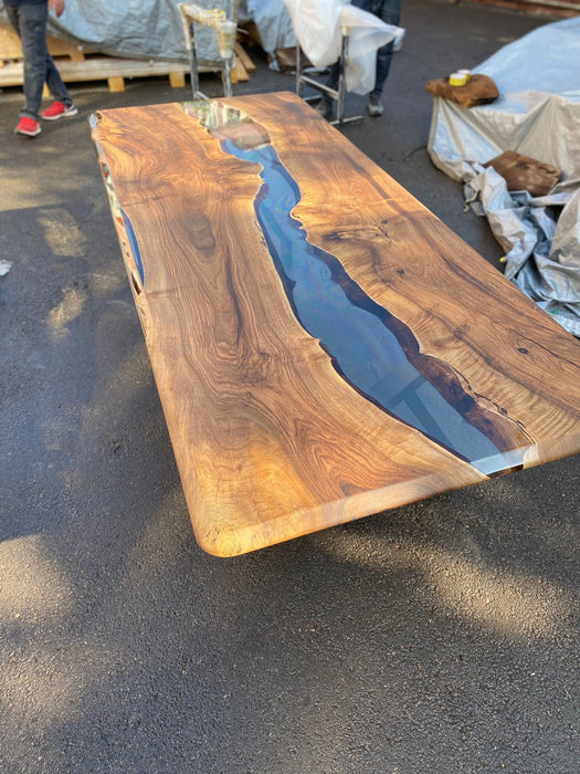 Walnut Dining Table, Custom 96” x 40” Walnut Table, Clear Epoxy Table, River Dining Table, Live Edge Table, Custom Order for Lauren S