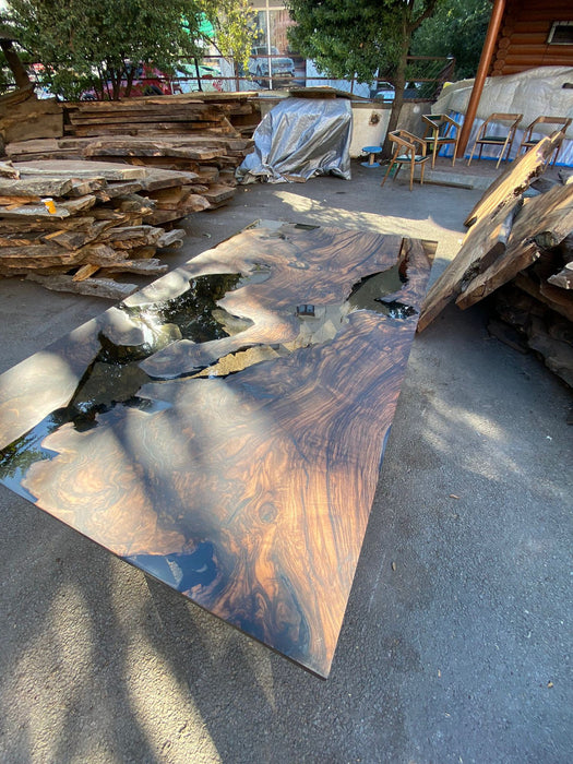 Walnut Dining Table, Epoxy Dining Table, Custom 72” x 42” Walnut Smokey Gray Table, Epoxy Resin Table, Live Edge Table, Order for Tobi