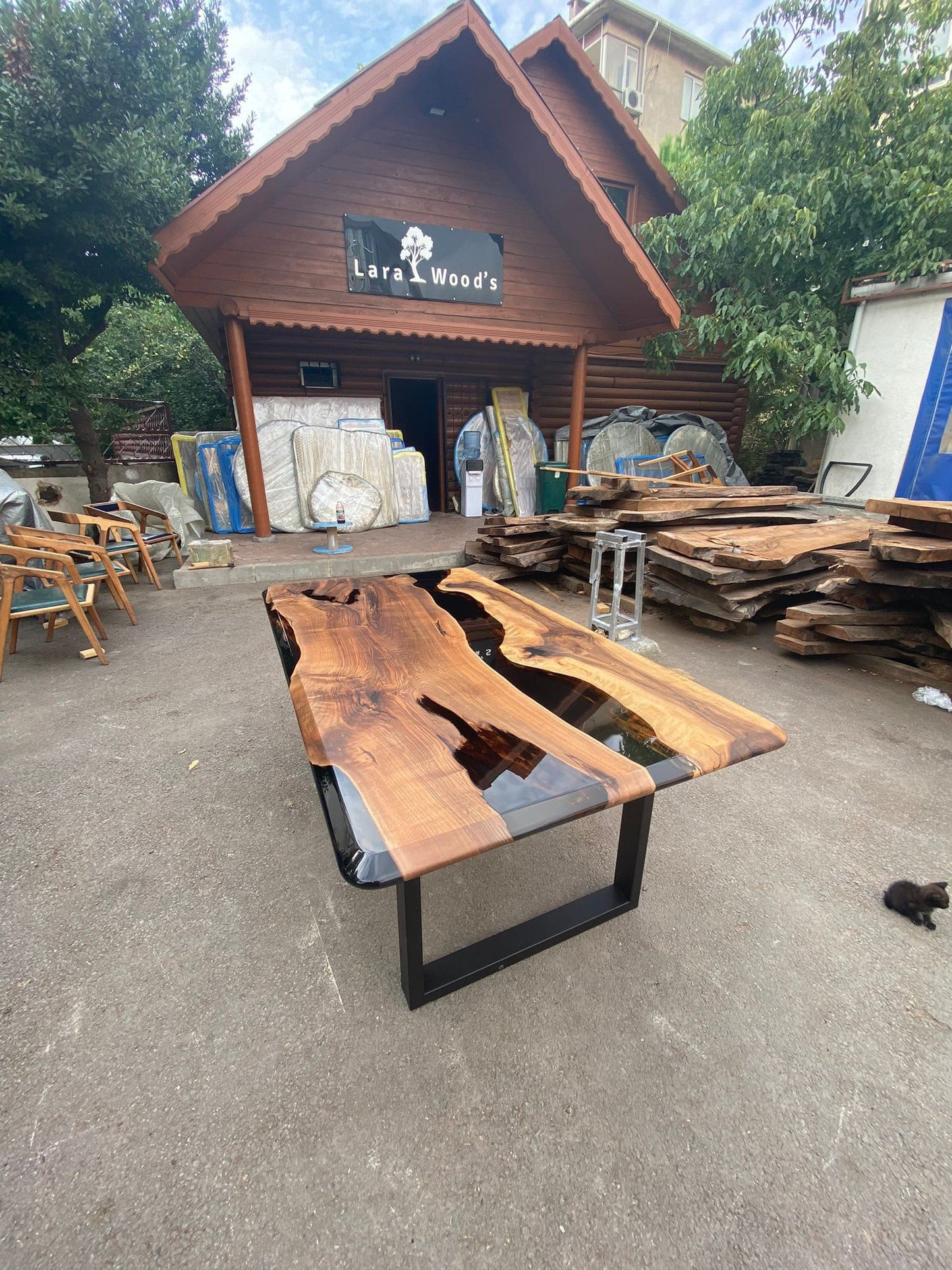 Custom Epoxy Resin Table, 72” x 40” Walnut Black Table, Epoxy Table, Unique Resin Epoxy Table, Custom Order for Becky Dd