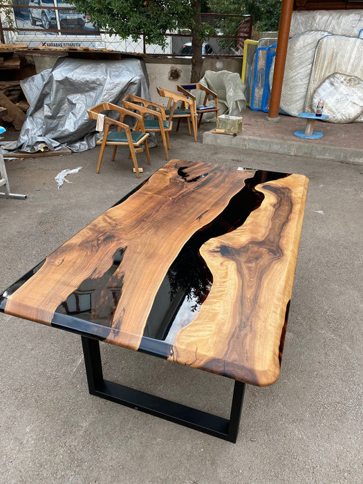 Custom Epoxy Resin Table, 72” x 40” Walnut Black Table, Epoxy Table, Unique Resin Epoxy Table, Custom Order for Becky Dd