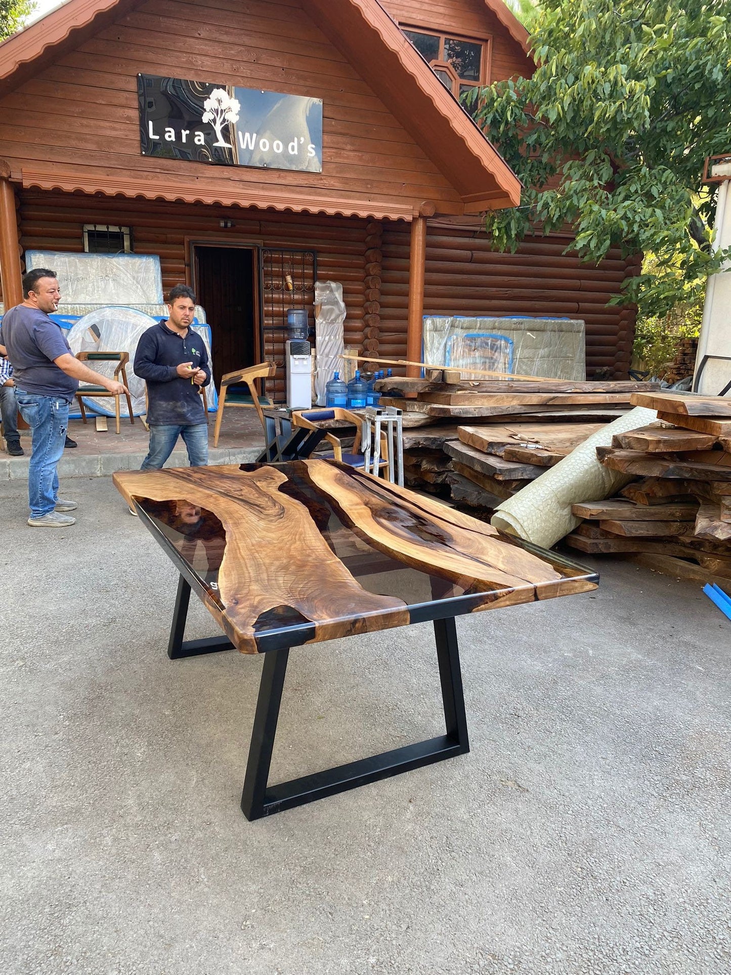 Live Edge Table, Clear Epoxy Table, Custom 75” x 42” Walnut Smokey Gray Table, Epoxy River Table, Epoxy Resin Table,  Order for Angela E