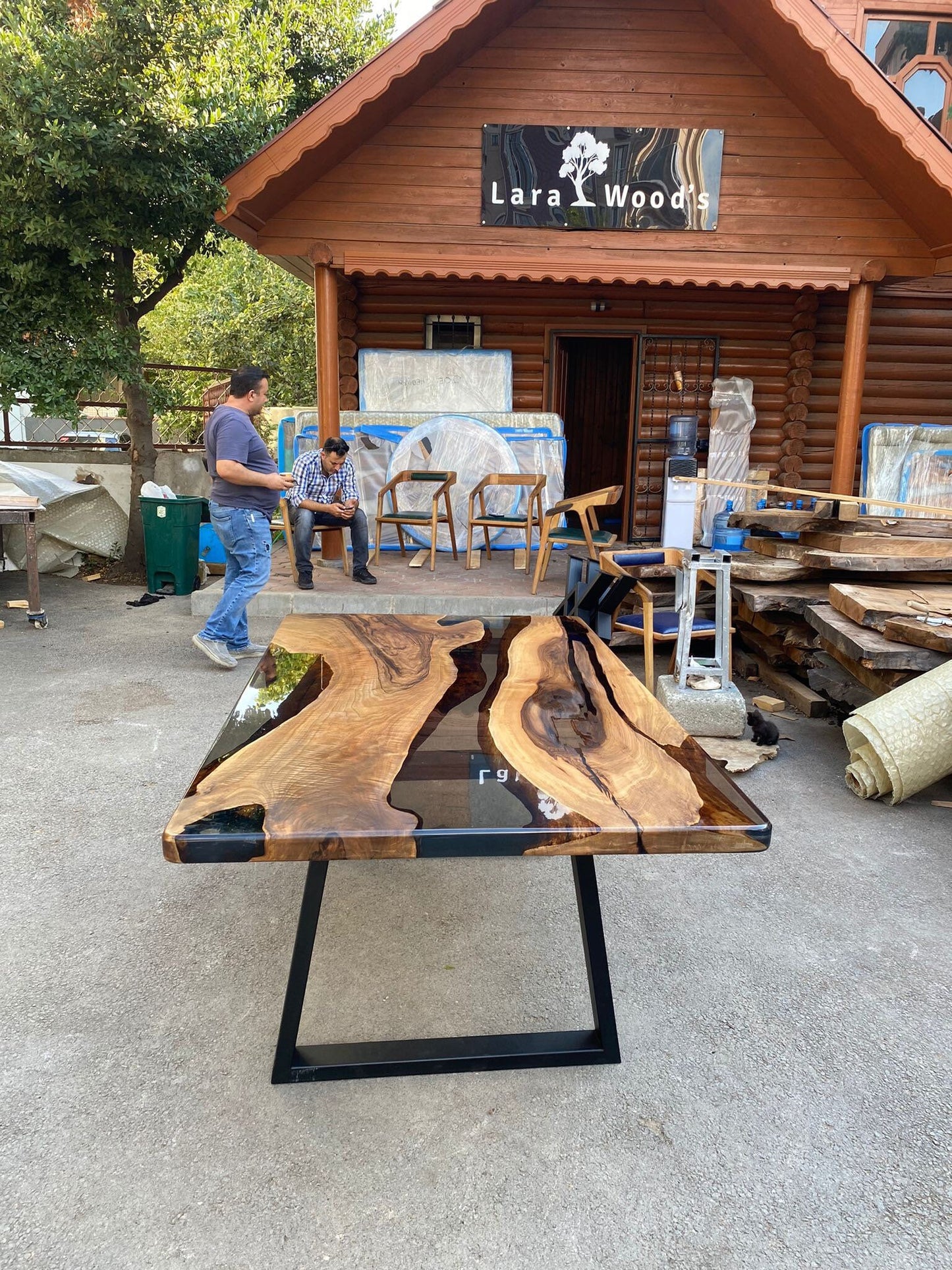 Live Edge Table, Clear Epoxy Table, Custom 75” x 42” Walnut Smokey Gray Table, Epoxy River Table, Epoxy Resin Table,  Order for Angela E