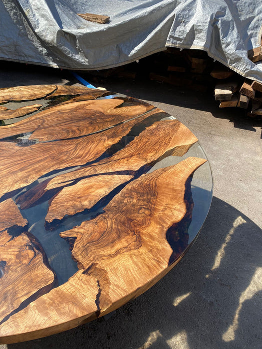 Round Dining Table, Custom 72” Diameter Round Table, Walnut Clear Epoxy Table, Epoxy Resin Table, Custom Order for Taylor M