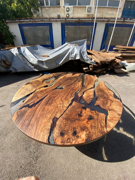 Round Dining Table, Custom 72” Diameter Round Table, Walnut Clear Epoxy Table, Epoxy Resin Table, Custom Order for Taylor M