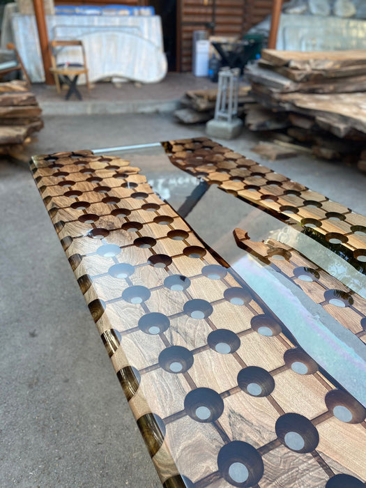 Custom 72” x 36” Walnut Clear Epoxy, Clear Resin Walnut Conference Table, Handmade Epoxy Table, Unique Resin Table